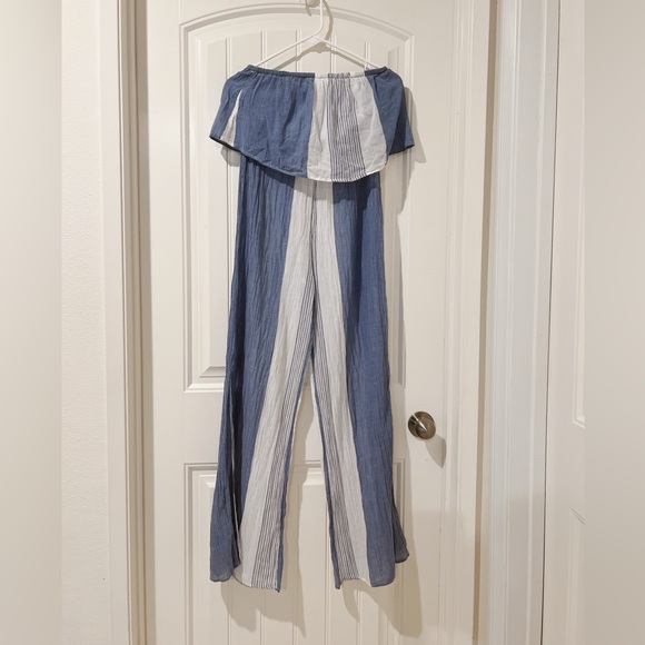 ELAN Strapless slit Wide-Leg stripe cover-up Jumpsuit - Picture 3 of 13